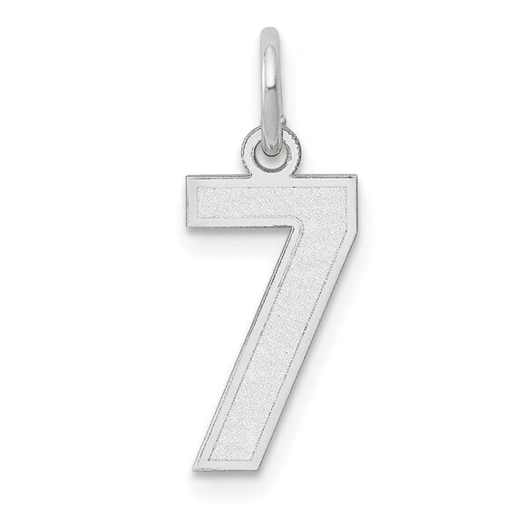 14k White Gold, Jersey Collection, Small Number 7 Pendant - Picture 1 of 5